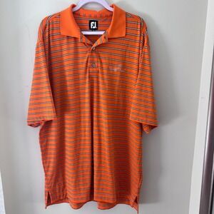 FootJoy Golf Polo Shirt Flagstaff Ranch‎ Striped Orange XL